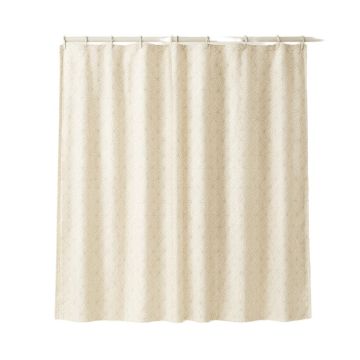 Summit Branch Shower Curtain Hanging Flat From A Plain Rod - Ivory