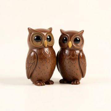 2 Piece Palmea Stoneware Owl Figurine Set (synthetic illustration; no displayed measurements)