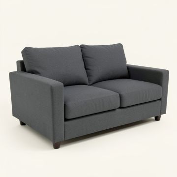 Samba Charcoal Grey Upholstered Recessed Arm Loveseat (synthetic illustration; no displayed measurements)