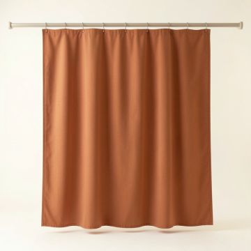 Brook Crossing Shower Curtain Hanging Flat From A Plain Rod - Terracotta (synthetic illustration; no displayed measurements)