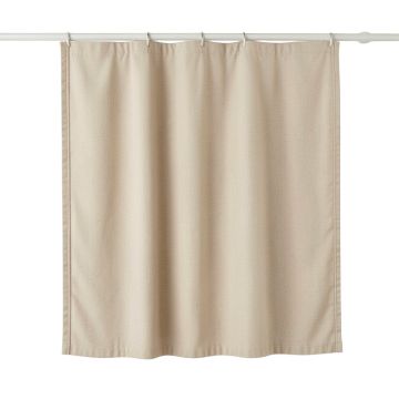 Oak Bridge Shower Curtain Hanging Flat From A Plain Rod - Beige