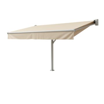 Motorized Retraction Patio Side Awning In Beige