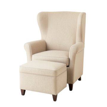 Caistor 30.5 '' Wide Linen Wingback Chair And Ottoman