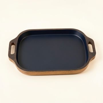 Holly Branch Serving Tray - Navy (synthetic illustration; no displayed measurements)