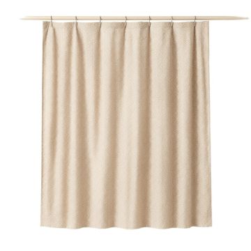 Briar Bridge Shower Curtain Hanging Flat From A Plain Rod - Beige
