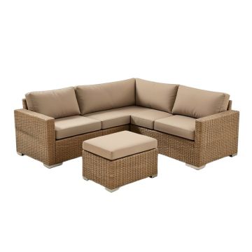 Newagen 4 Piece Cushioned Outdoor Patio Pe Rattan Furniture Set Sectional Garden Sofa