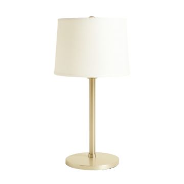 Oak Bridge Table Lamp With A Plain Fabric Shade - Ivory