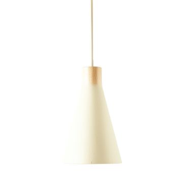Stone Arc Pendant Light Suspended From One Plain Cable - Ivory