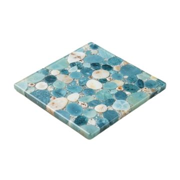 Rhapsody 2 '' X 2 '' Glass And Seashell Mosaic Tile In Ocean Blue And Sea Shell