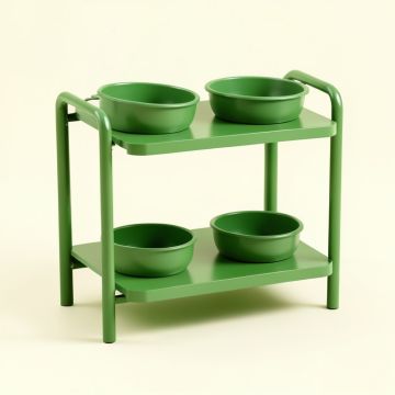 Summit Brook Pet Feeding Stand With Two Plain Empty Bowls - Green (synthetic illustration; no displayed measurements)