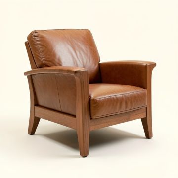 Masa 30.2 '' Wide Full Grain Leather Armchair (synthetic illustration; no displayed measurements)