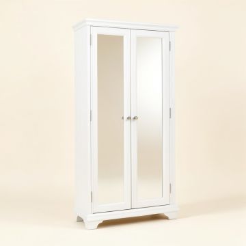 Alcala Wood Floor Standing Double Door Jewelry Armoire With Mirror (synthetic illustration; no displayed measurements)
