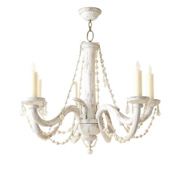 5 - Light Candle Style Classic / Traditional Chandelier With Beaded Accents