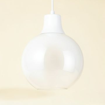 7 '' H Glass Sphere Pendant Shade ( Clip On ) In White (synthetic illustration; no displayed measurements)