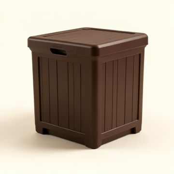 Patio 123 Gallon Water Resistant Plastic Lockable Cabinet Deck Box In Chocolate (synthetic illustration; no displayed measurements)