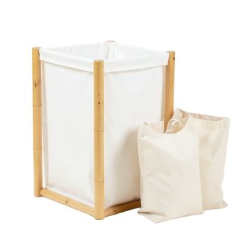 Stone Crossing Laundry Sorting Station With Plain Removable Bags - White