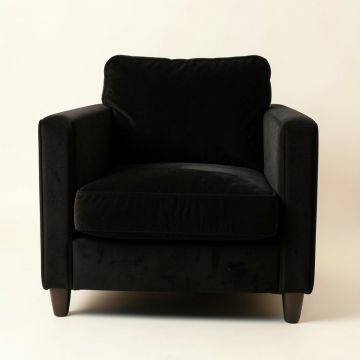 Rowan Dell Upholstered Armchair - Black (synthetic illustration; no displayed measurements)