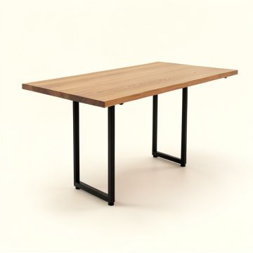 43.3 '' Solid Oak Iron Dining Table (synthetic illustration; no displayed measurements)