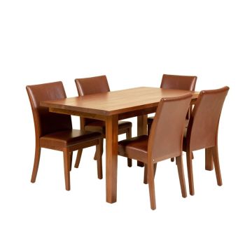 Adelma 5 - Piece Rubberwood Solid Wood Dining Set