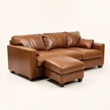 Mary 97 '' Wide Genuine Leather Sofa & Chaise (synthetic illustration; no displayed measurements)