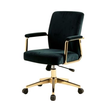 Everly Quinn Ally Velvet Office Chair , Gold Chrome Legs , Gaslift Seat