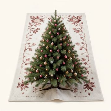 Ockton Scroll Christmas Tree Plum/White Area Rug (synthetic illustration; no displayed measurements)