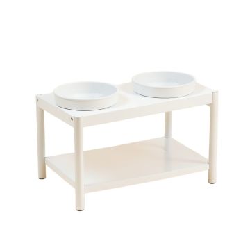 Alder Crossing Pet Feeding Stand With Two Plain Empty Bowls - White (synthetic illustration; no displayed measurements)