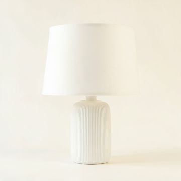 Harbor Canyon Table Lamp With A Plain Fabric Shade - White (synthetic illustration; no displayed measurements)