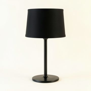 Alder Crest Table Lamp With A Plain Fabric Shade - Black (synthetic illustration; no displayed measurements)