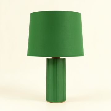 Alder Crossing Table Lamp With A Plain Fabric Shade - Green (synthetic illustration; no displayed measurements)