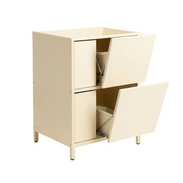 Vale Bend Freestanding Pull-Out Hamper Cabinet - Cream