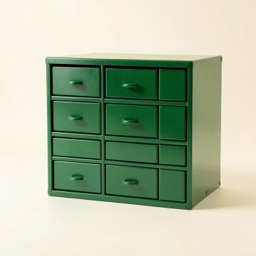 Shore Crest Small-Parts Storage Drawer Cabinet - Green (synthetic illustration; no displayed measurements)