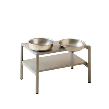 Harbor Edge Pet Feeding Stand With Two Plain Empty Bowls - Gray