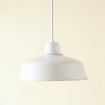Rowan Canyon Pendant Light Suspended From One Plain Cable - White (synthetic illustration; no displayed measurements)