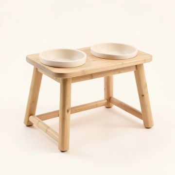 Briar Crossing Pet Feeding Stand With Two Plain Empty Bowls - Beige (synthetic illustration; no displayed measurements)