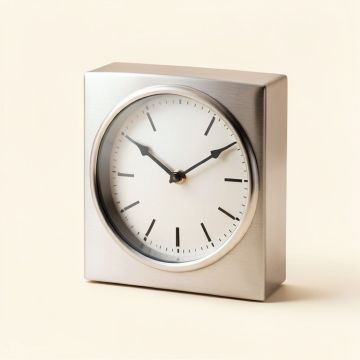 Metal Table Clock (synthetic illustration; no displayed measurements)