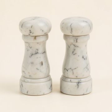 Creative Co-Op Marble Salt And Pepper Shaker Set (synthetic illustration; no displayed measurements)