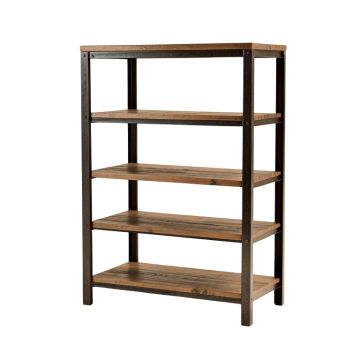 5-Tier Industrial Bookcase With Rustic Wood And Metal Frame