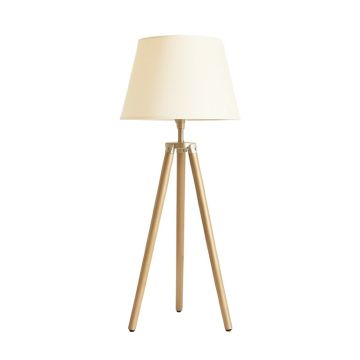 Reed Dale Floor Lamp With A Plain Fabric Shade - Ivory