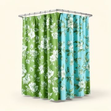 Ellari Floral Single Shower Curtain + Hooks (synthetic illustration; no displayed measurements)