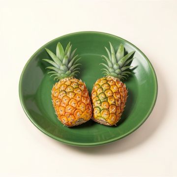 A Pair Of Juicy Tropical Pineapples Botanical Illustration Porcelain Decorative Plate (synthetic illustration; no displayed measurements)