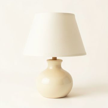 Slate Arc Table Lamp With A Plain Fabric Shade - Cream (synthetic illustration; no displayed measurements)