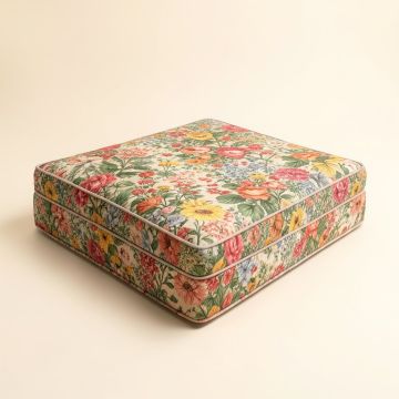 Vintage Floral Japanese 4 '' Cotton Futon Mattress (synthetic illustration; no displayed measurements)