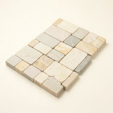 Blocki Interlocking Random Sized Natural Stone/Glass Mosaic Tile (synthetic illustration; no displayed measurements)