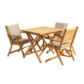 Breakwater Bay 3Pcs Folding Acacia Wood Bistro Set Patio Conversation Set W/ Cushions