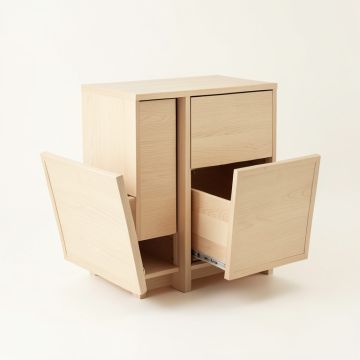 Cliff Branch Freestanding Pull-Out Hamper Cabinet - Beige (synthetic illustration; no displayed measurements)