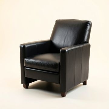 Wedigo Leather Upholstered Arm Chair In Black (synthetic illustration; no displayed measurements)