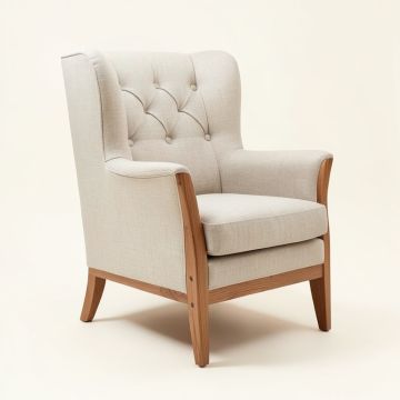 Dowty 36 '' Wide Tufted Linen Wingback Chair (synthetic illustration; no displayed measurements)