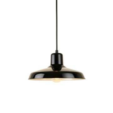 Lake Bend Pendant Light Suspended From One Plain Cable - Black