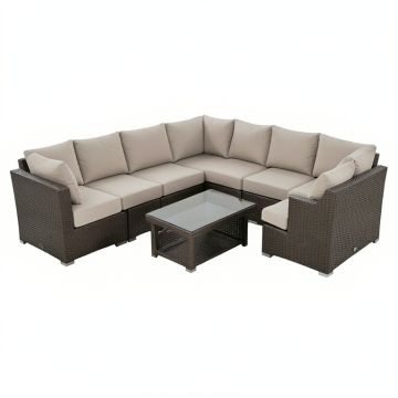 Ewy 7 Piece Sectional Seating Group With Cushions (synthetic illustration; no displayed measurements)